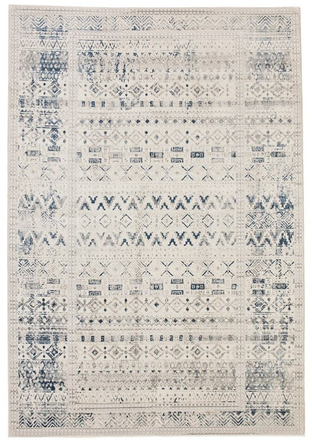 Izmir Navy and White Traditional Distressed Rug | Cheap Rugs Australia