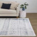 Izmir Navy and White Traditional Distressed Rug