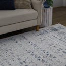Izmir Navy and White Traditional Distressed Rug