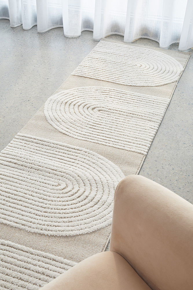 Lotus Abbey Beige White Runner Rug