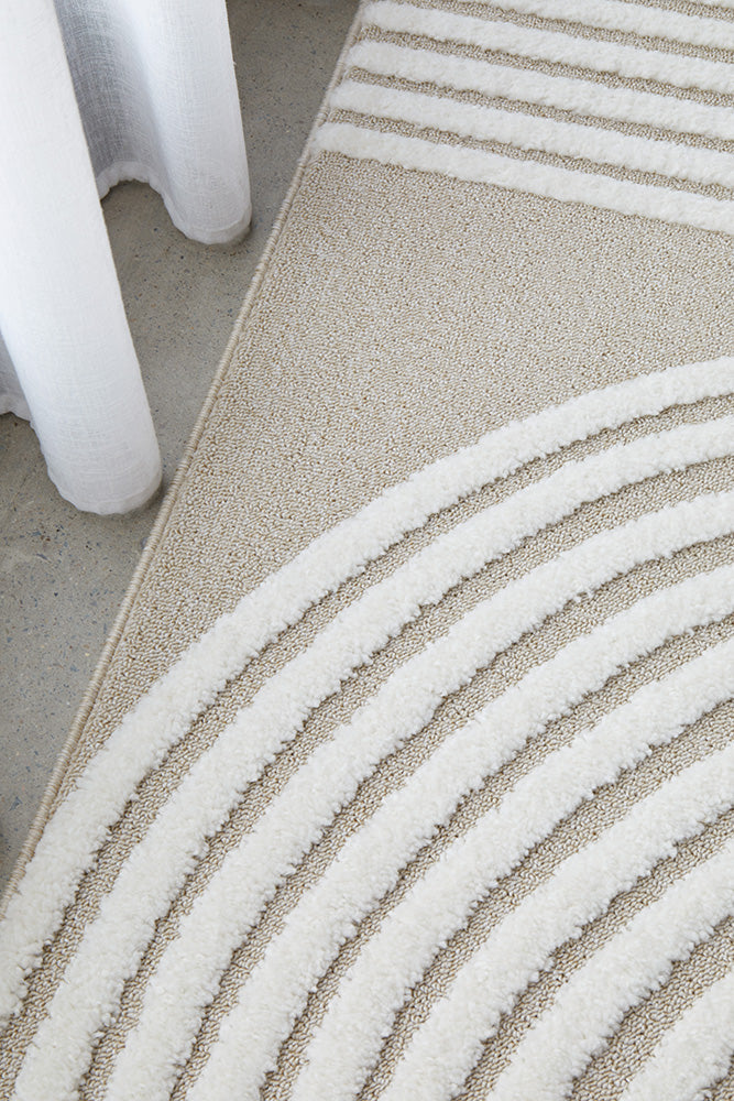 Lotus Abbey Beige White Runner Rug