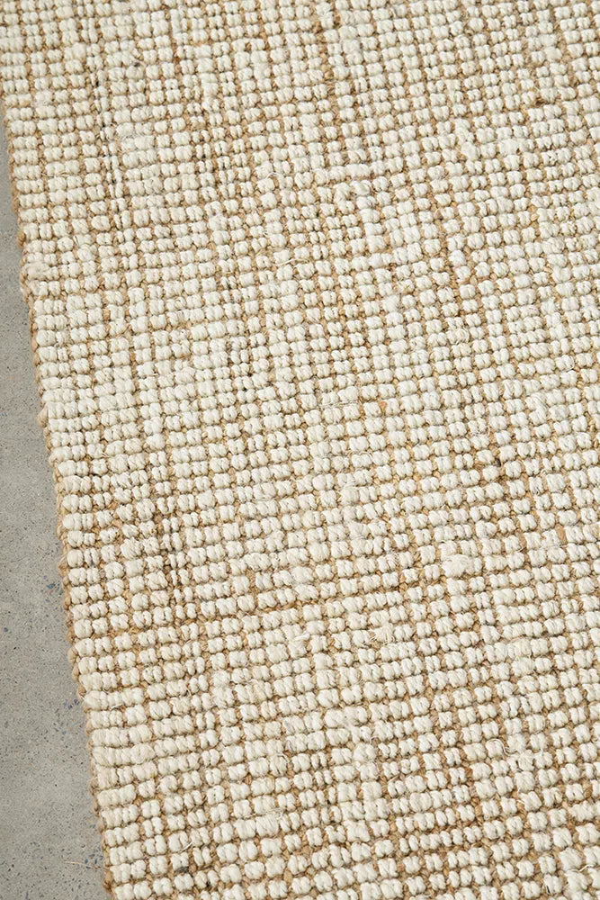 Madras Marlo White Jute Runner Rug