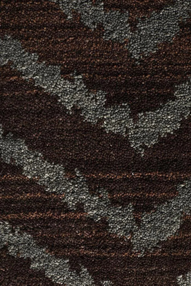 Moroccon Style Chevron Design Brown Grey Rug