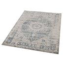 Mangan Navy and White Traditional Distressed Rug