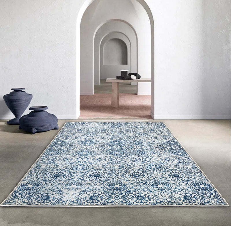 Mozaic Blue Non-Slip Rug