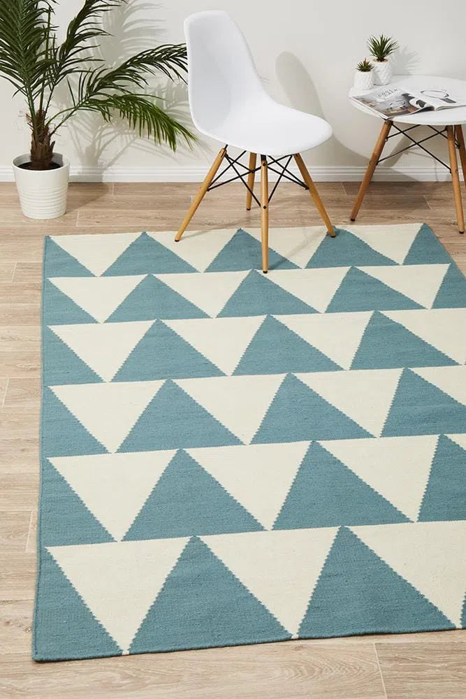 Pyramid Flat Weave Blue Rug