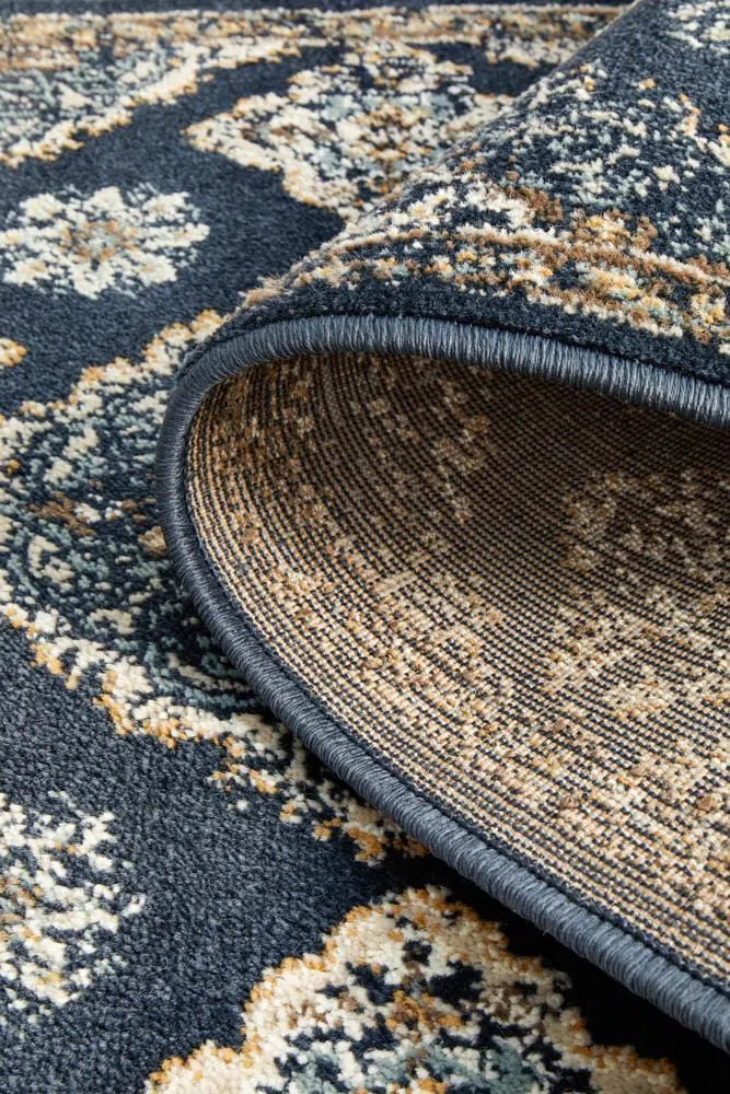 Oxford Mayfair Timeline Navy Runner Rug