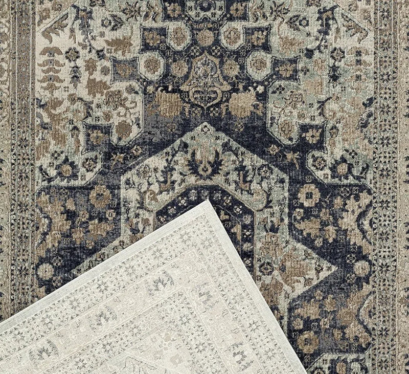 Providence Brushed Traditional Blue Rug