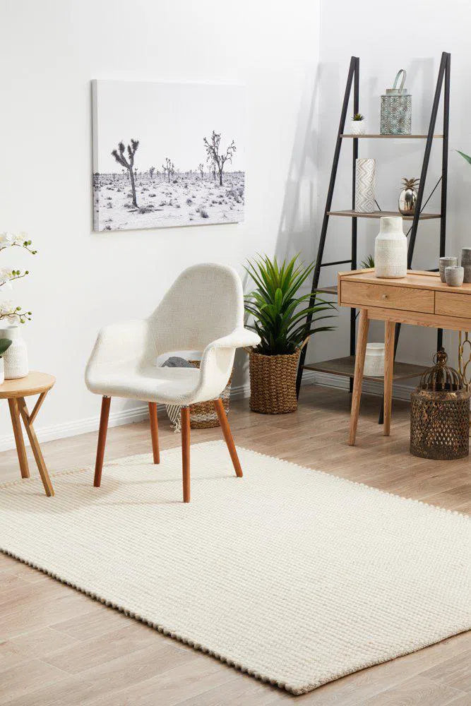 Carlos Felted Wool Rug White Natural