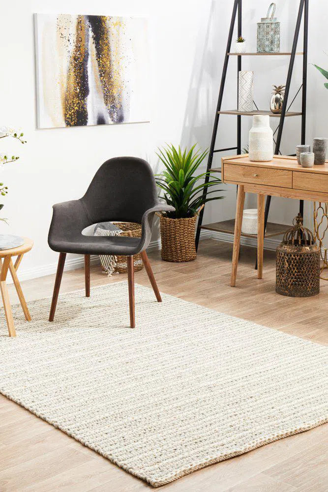 Hellena Braied Grey Felted Wool Rug