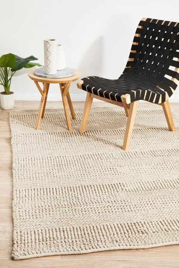 Hand Braied Grey Felted Wool Rug