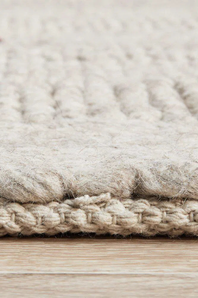 Hand Braied Grey Felted Wool Rug