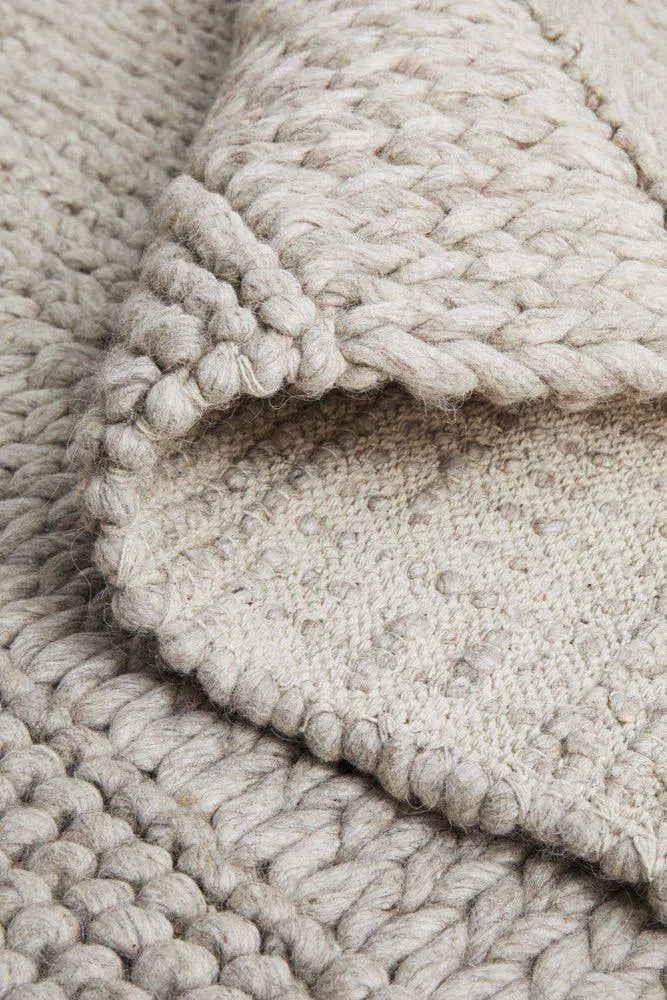 Hand Braied Grey Felted Wool Rug
