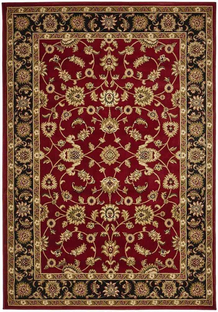 Sydney Collection Classic Rug Red With Black Border
