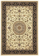 Sydney Collection Medallion Rug Ivory With Black Border