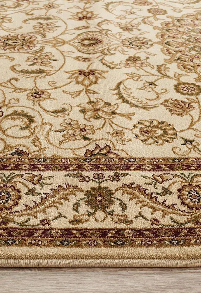 Sydney Collection Medallion Rug Ivory With Ivory Border