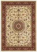 Sydney Collection Medallion Rug Ivory With Red Border