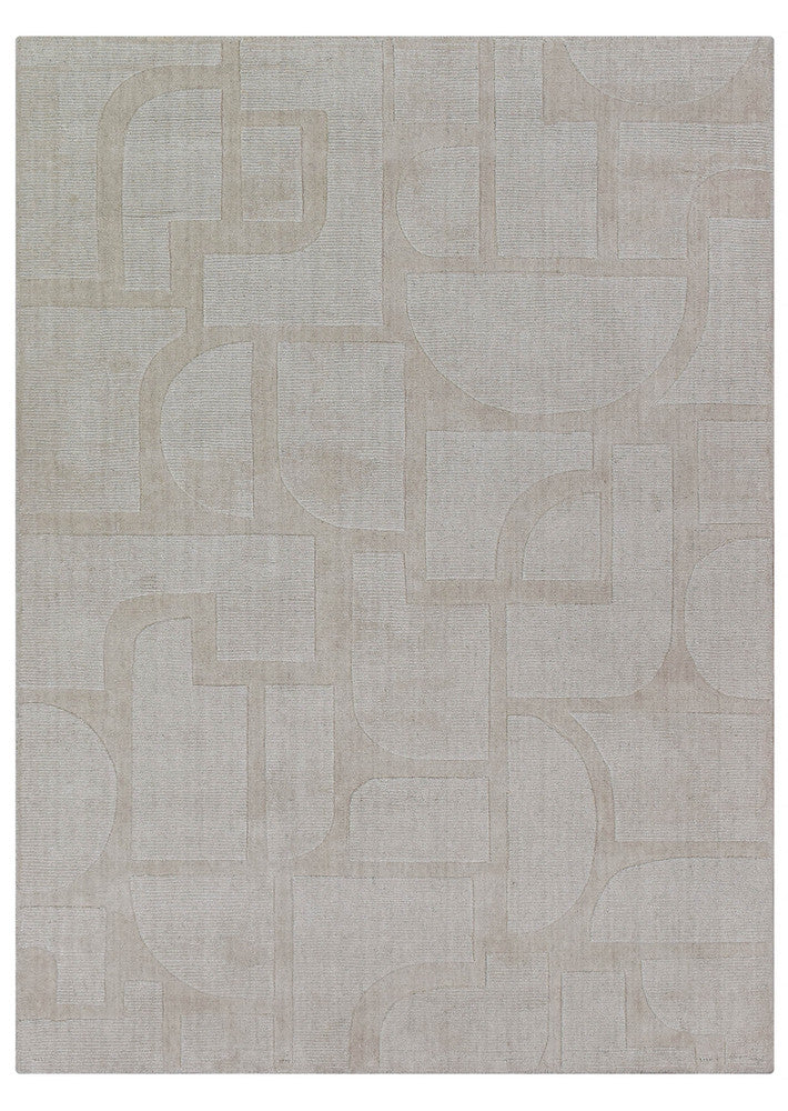 Westcott Powdered Beige Rug, in light cream modern style featuring carved half-circles and lines.   