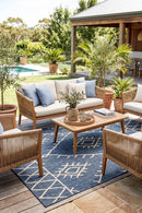 Agatti Blue Outdoor Rug — AI styled visualisation