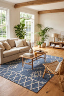 Agatti Blue Outdoor Rug — styled indoor setting