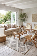 Alexandria Beige Indoor Outdoor Rug — AI styled visualisation