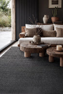 Allure Black Cotton Rayon Rug — AI styled visualisation
