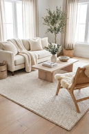 Allure Cloud Silk Wool Rug — AI styled visualisation