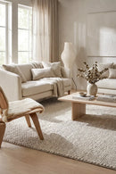 Allure Pearl Wool Rug — AI styled visualisation