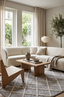 Allure Stone Wash Wool Rug — AI styled visualisation
