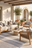 Alma 25 Grey Outdoor Rug — AI styled visualisation