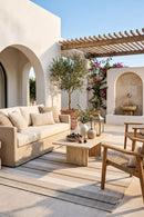 Alma 25 Beige Outdoor Rug — AI styled visualisation
