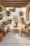 Alma 28 Cream Beige Outdoor Rug — AI styled visualisation