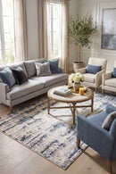 Anini Blue Machine Washable Rug — AI styled visualisation