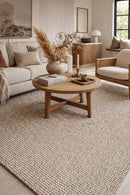 Arabella Grey Wool Jute Rug — AI styled visualisation
