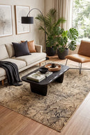 Artistic Nature Modern Charcoal Rug — AI styled visualisation