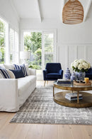 Ashley Abstract Modern Silver Grey Rug — AI styled visualisation