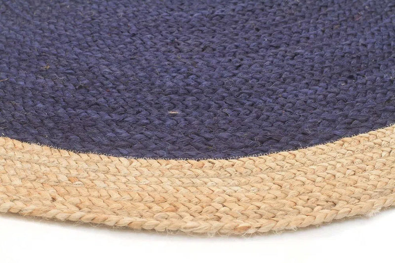 Atrium-Round Jute Natural Rug Navy