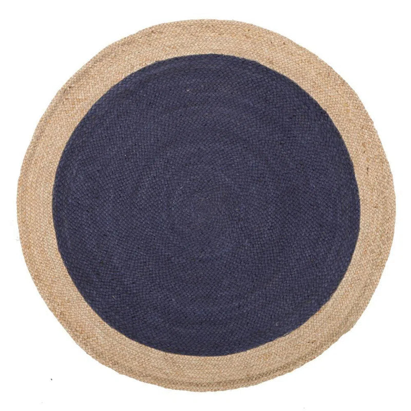Atrium-Round Jute Natural Rug Navy