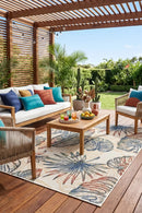 Montana Palm Leaves Outdoor Rug — AI styled visualisation
