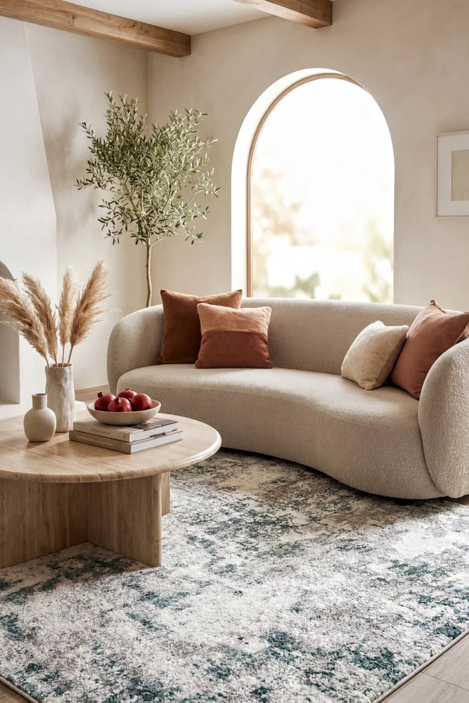 Chester 25 Green Rug — AI styled visualisation