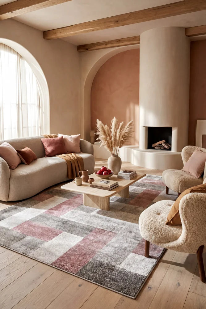 Chester 34 Rose Rug — AI styled visualisation