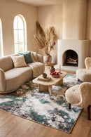 Chester 35 Green Rug — AI styled visualisation