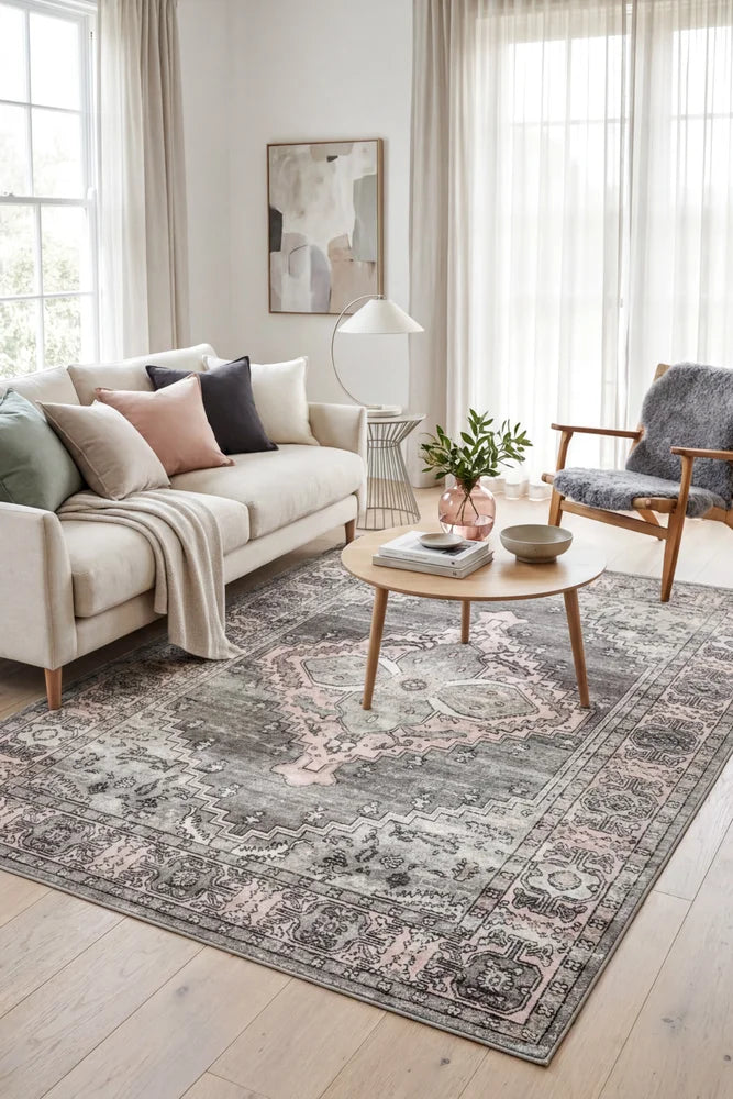Avenue 703 Grey Rug — AI styled visualisation