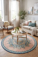 Avenue 706 Flamingo Round Rug — AI styled visualisation