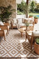 Aztec Beige & White Foldable Outdoor Rug — AI styled visualisation