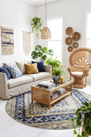 Babylon 203 Navy Round Rug — AI styled visualisation
