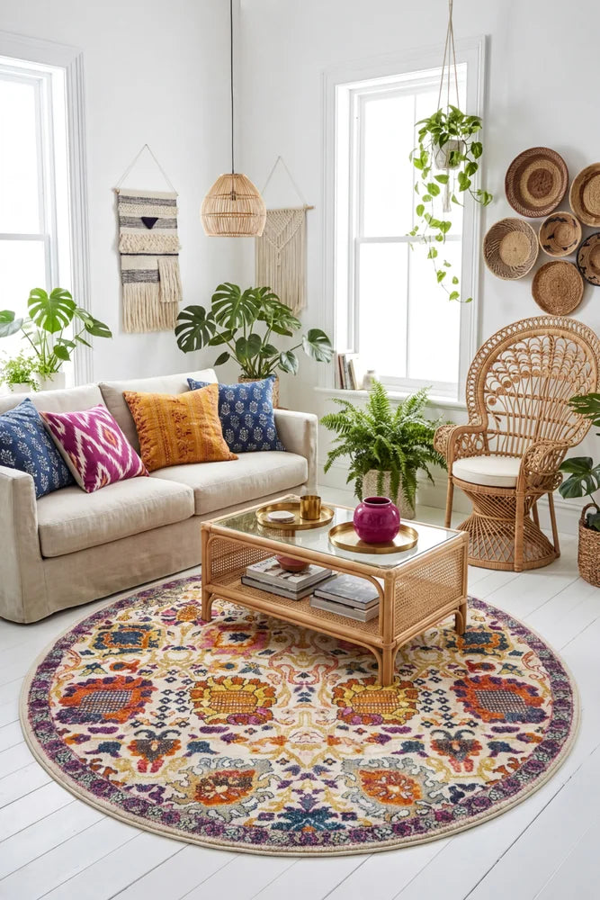 Babylon 206 Multi Round Rug — AI styled visualisation