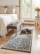 Babylon 209 Navy Runner Rug — AI styled visualisation