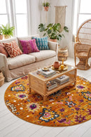 Babylon 210 Rust Round Rug — AI styled visualisation