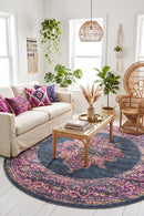 Babylon 211 Navy Round Rug — AI styled visualisation
